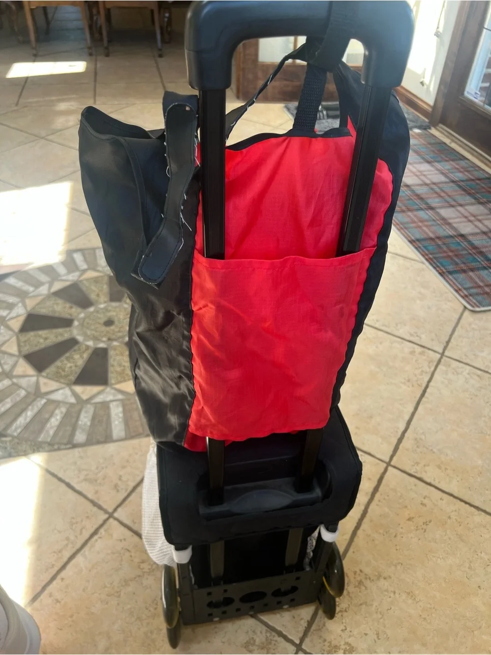 Zuca Rolling Cart - Black & White Checker with Red Accents